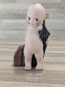 Rose O'Neill 1916 Bisque Kewpie Traveler Suitcase Umbrella Germany 5 Inch Signed