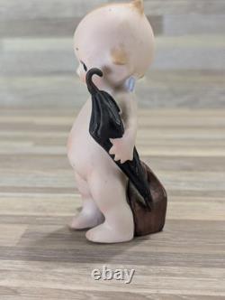 Rose O'Neill 1916 Bisque Kewpie Traveler Suitcase Umbrella Germany 5 Inch Signed