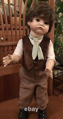 SFBJ 252 Paris Bisque Face 18 Boy Doll Real Seeley Body Brown Hair & Eyes Cute