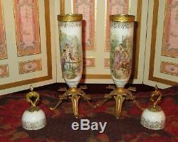 Sale! Magnificent Pair Of Antique French Miniature Sevres Style Porcelain Urns