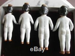 Set Of 4 Vintage German Frozen Charlotte Porcelain Perfume Dolls 6 5.5 5 4.5