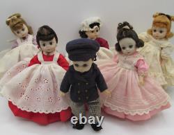 Set Of 6 Vintage 8 Madame Alexander Little Women Porcelain Dolls Stands Boxes