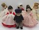 Set Of 6 Vintage 8 Madame Alexander Little Women Porcelain Dolls Stands Boxes