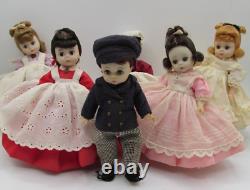 Set Of 6 Vintage 8 Madame Alexander Little Women Porcelain Dolls Stands Boxes