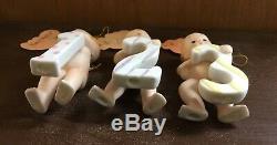 Set Of 6 Vintage Bisque Porcelain Lefton Blue Winged Kewpies With Hang Tags