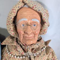 Set Vintage 32 William Wallace Jr Grandma & Grandpa Overalls Porcelain Doll