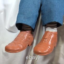 Set Vintage 32 William Wallace Jr Grandma & Grandpa Overalls Porcelain Doll