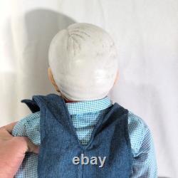 Set Vintage 32 William Wallace Jr Grandma & Grandpa Overalls Porcelain Doll