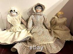Set of 3 German Porcelain Head Vintage Do