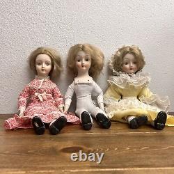 Set of 3 Vintage Taiwan Porcelain Girl Dolls
