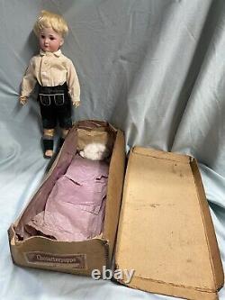 Simon and Halbig S&H Pouty boy doll Roman Numeral III original box head repair