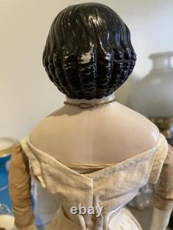 Superb 19 Antique 1850s Brown-Eyed Greiner China Lovely Period Costume & Boots