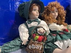 THE DOLL MAKER VTG Apple Annie and Apple Andy Set FULLY PORCELAIN By Linda Rick
