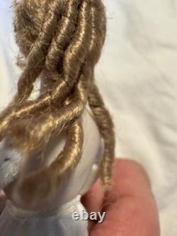 TWO 5.5 Cathy Hansen Artist Bisque Cloth Miniature Dollhouse Lady Doll Vintage