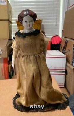 Tall Vintage Antique Ruth Gibbs Godey Lady Women Doll with Dress on stand