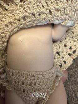 Thu Tam Artist Doll Repro German Blue Bisque Bonnet Head 5 3/4 in Crochet Outfit