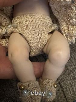 Thu Tam Artist Doll Repro German Blue Bisque Bonnet Head 5 3/4 in Crochet Outfit