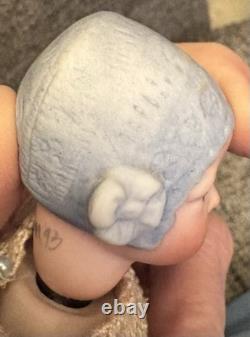 Thu Tam Artist Doll Repro German Blue Bisque Bonnet Head 5 3/4 in Crochet Outfit
