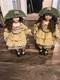 Two House Of Lloyd 18 Porcelain Doll Blue Eyes & Brown Hair With Chair Vintage