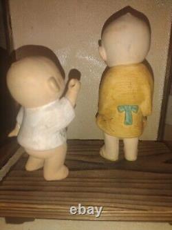 Two Japanese Vintage Boy Dolls Figurines Porcelain Bisque Gumps Hakata 5 & 6.5 I