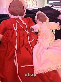 Two Vintage Porcelain Black Baby Dolls