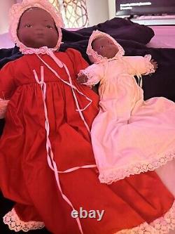 Two Vintage Porcelain Black Baby Dolls