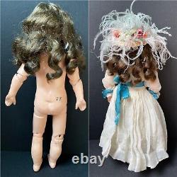 Unidentified Antique 12 German  Handwerck Bisque Head Doll Pierced Ears