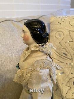 Unusual 14 Sweet Face Antique Jenny Lind China Doll With Antique Dress Body As Is