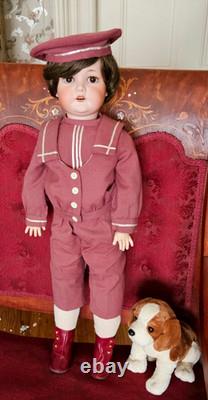 VERY CUTE! 24 Antique German BOY DOLL -Bergman BJB, SAILOR SUIT, Sleep eyes
