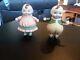 Vintage Bisque Porcelain 4 Inch Set Of Happy Fats Dolls Jointed Arm Fixed Legs