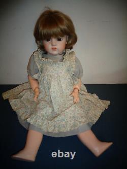 VINTAGE BRUJ NE 13 ALL PORCELAIN 24 DOLL WithPINAFORE & DRESS