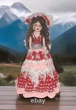 VINTAGE Beautiful 20 Porcelain Doll with Gorgeous Hand Made Crochet Dress