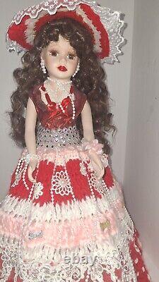 VINTAGE Beautiful 20 Porcelain Doll with Gorgeous Hand Made Crochet Dress