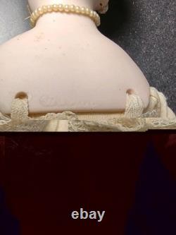 VINTAGE Circa 40s Bisque Parian Doll Signed EMMA CLEAR Blue Dress Decorated Hair