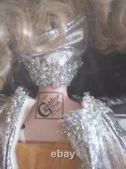 VINTAGE GAMBINA Silver Clad Showgirl Diva DOLL 18 With Stand Preowned