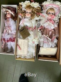 VINTAGE LOT of 7 PORCELAIN DOLLS SEYMOUR MANN In Boxes With Certificates