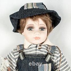 VINTAGE Porcelain Blonde Boy with His Fishing Gear Doll