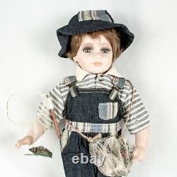 VINTAGE Porcelain Blonde Boy with His Fishing Gear Doll