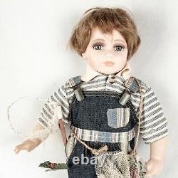 VINTAGE Porcelain Blonde Boy with His Fishing Gear Doll