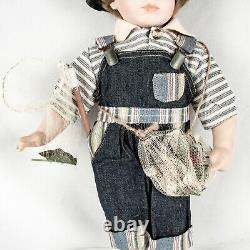 VINTAGE Porcelain Blonde Boy with His Fishing Gear Doll