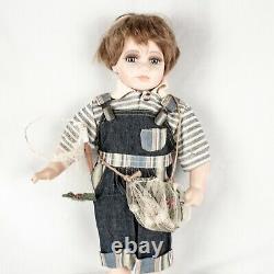 VINTAGE Porcelain Blonde Boy with His Fishing Gear Doll