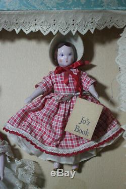 VINTAGE RUTH GIBBS 5 DOLL SET with ORIG. BOX COMPLETE MARCH FAMILY LITTLE WOMEN