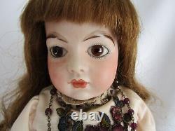 VTG FRENCH Bru Jne. Doll#10 Reproduction ARTIST JACKIE ELLIDGE, 18 LEATHER BODY