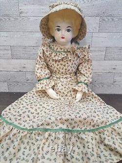 VTG German Low Brow China Head 22 inches Tall Doll Porcelain Legs Arms Blonde