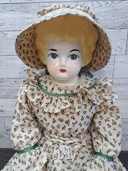 VTG German Low Brow China Head 22 inches Tall Doll Porcelain Legs Arms Blonde