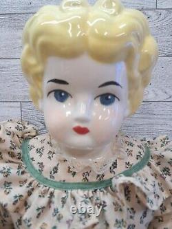 VTG German Low Brow China Head 22 inches Tall Doll Porcelain Legs Arms Blonde