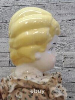 VTG German Low Brow China Head 22 inches Tall Doll Porcelain Legs Arms Blonde