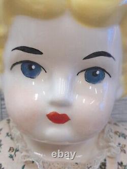 VTG German Low Brow China Head 22 inches Tall Doll Porcelain Legs Arms Blonde