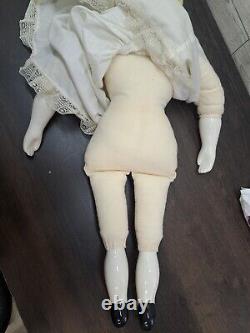 VTG German Low Brow China Head 22 inches Tall Doll Porcelain Legs Arms Blonde