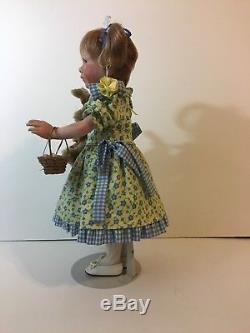 VTG. Handmade porcelain 20 doll one of a kind Easter theme yellow & blue dress